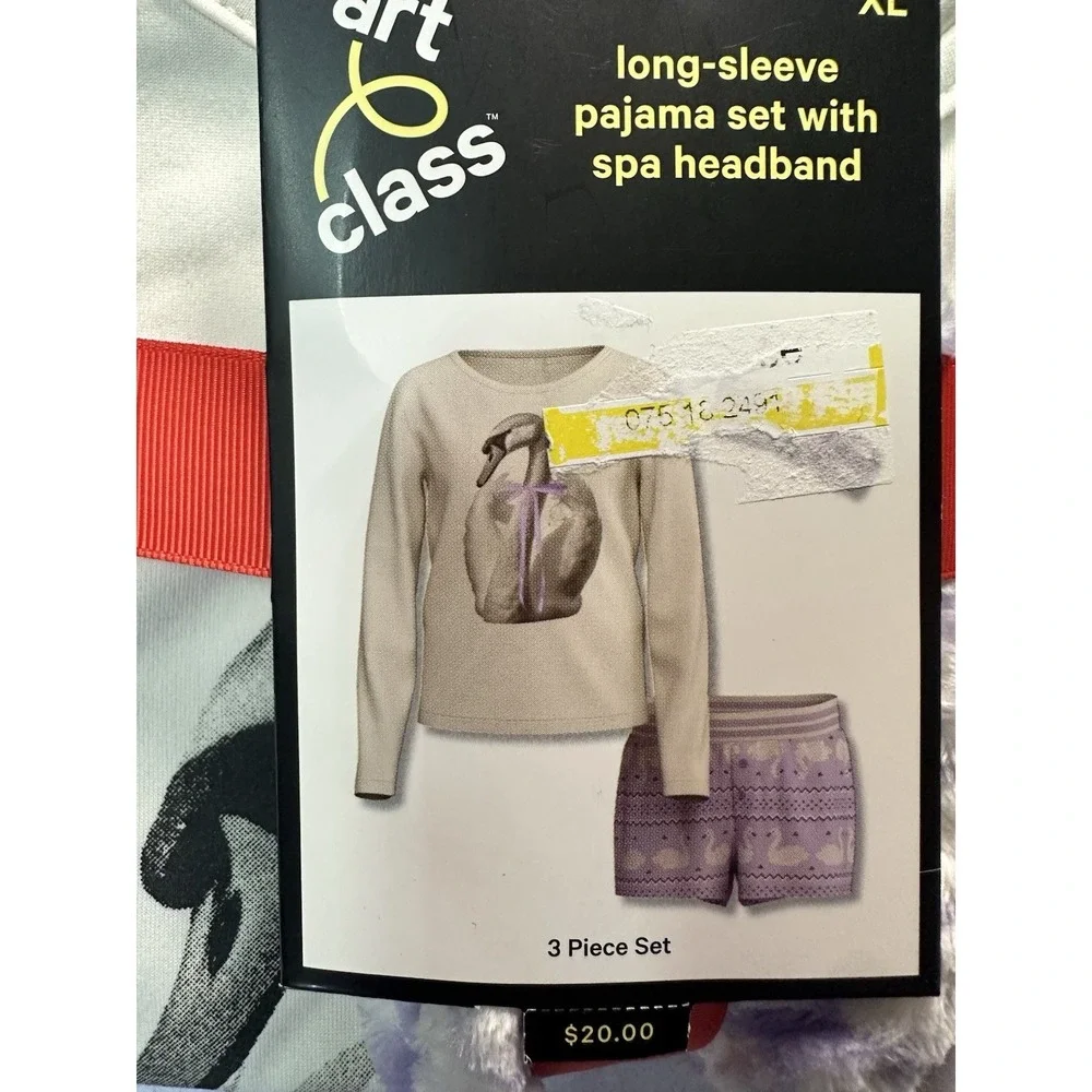 Art Class Long Sleeve Pajamas, Set With Headband Girls Size Extra Large